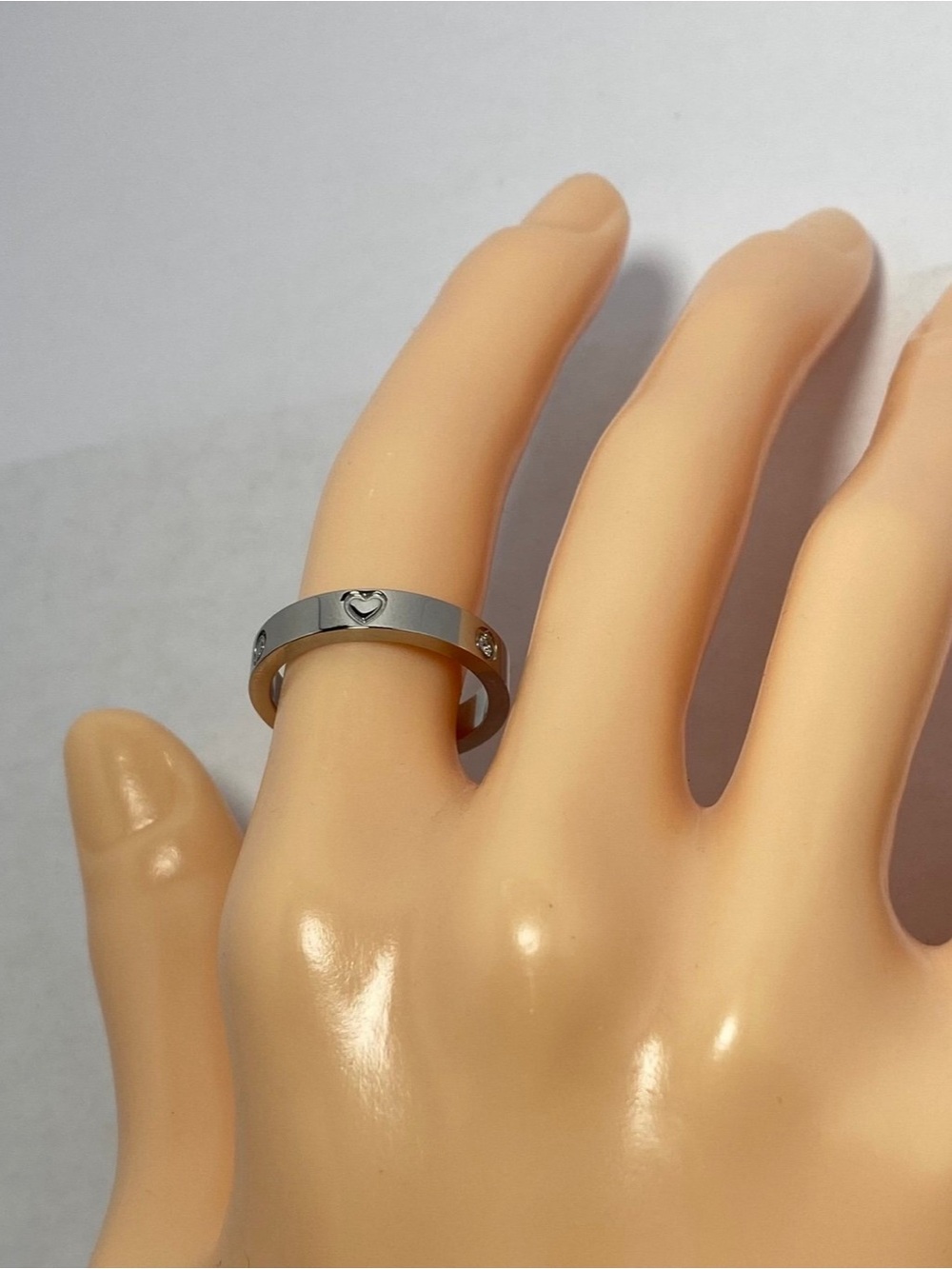 Silver Heart Accent Stainless Steel Band Ring